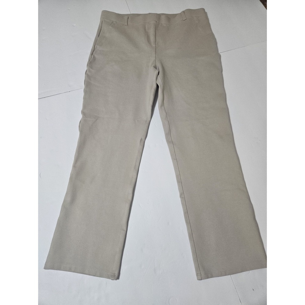 Quince Ultra-Stretch Ponte Straight Leg Pants Creme Ivory Size Large 32×25
